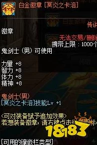 DNF鬼泣职业神器勋章选择爆料：全面解析哪款最适合你
